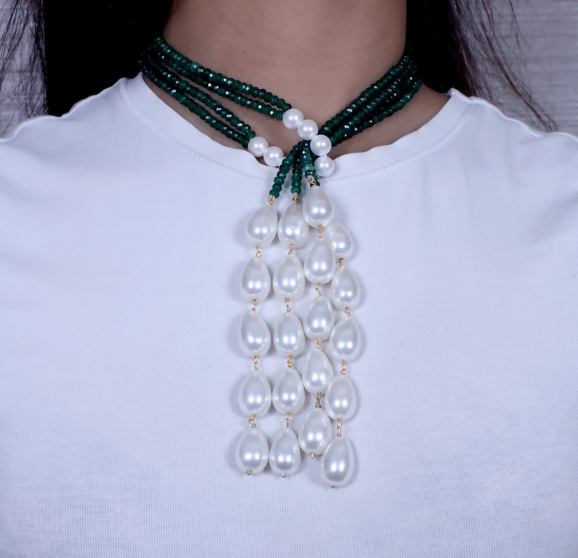 Dark Green Double Line Lariat