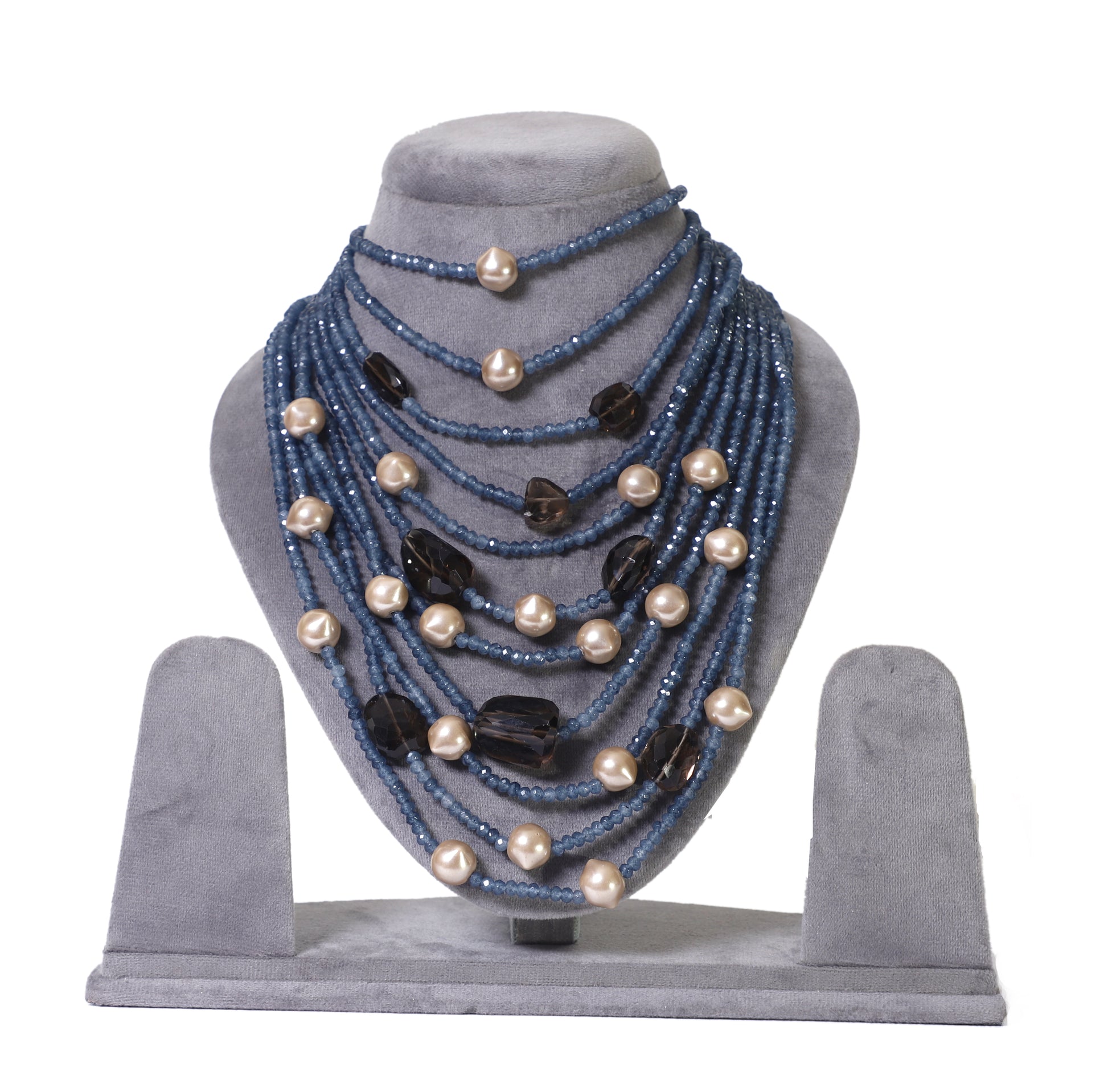 Blue Black Beige Multilayer Necklace
