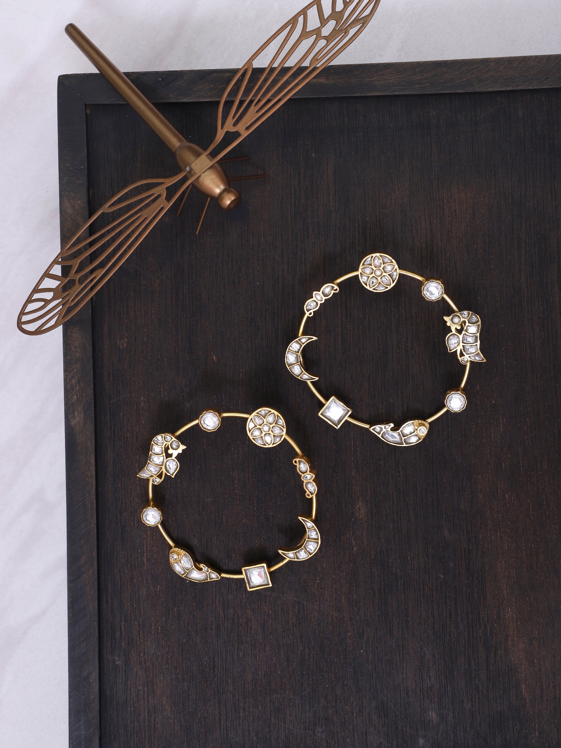 Green/White Circular Kundan Earrings