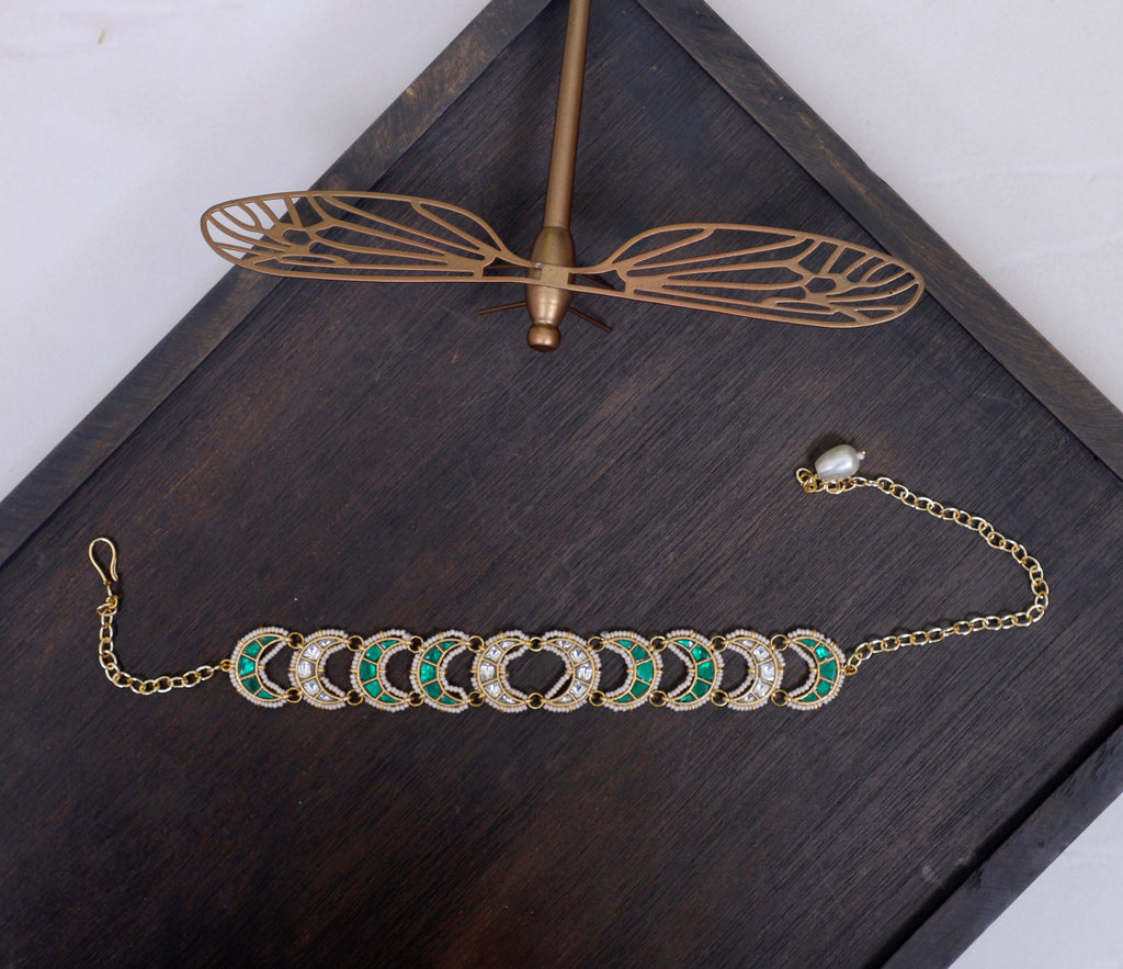 White Green Kundan Chand Choker