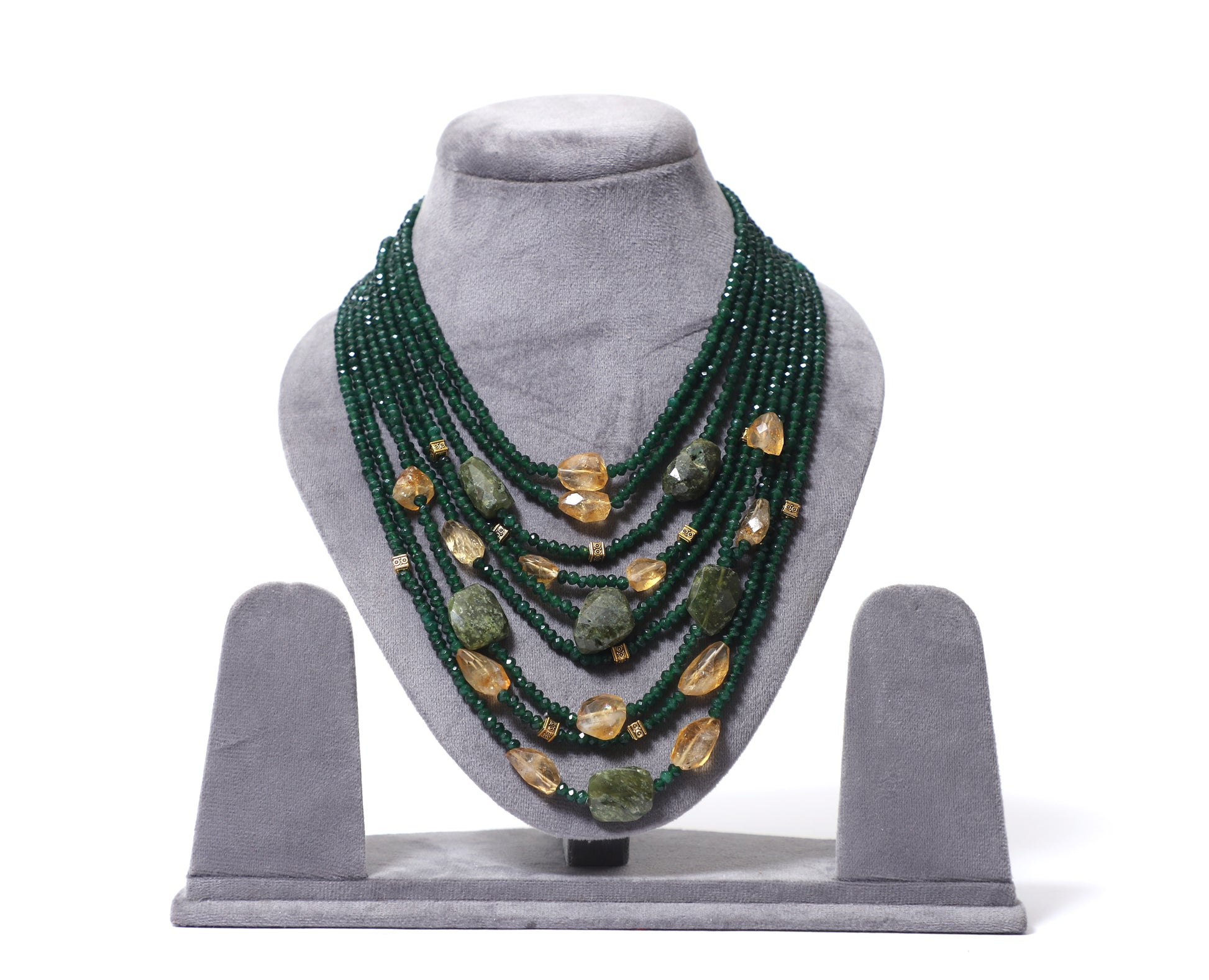 Green and Yellow Multilayer Necklace