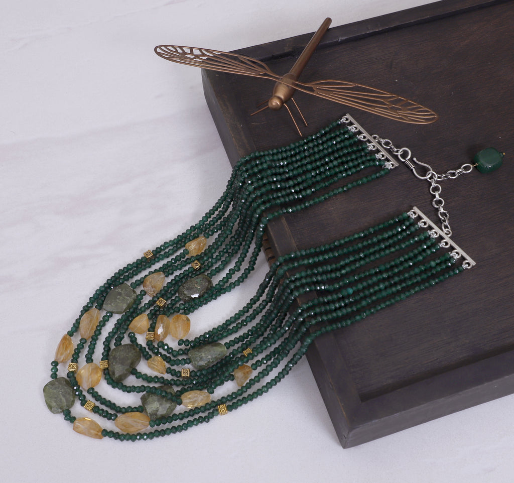 Green and Yellow Multilayer Necklace