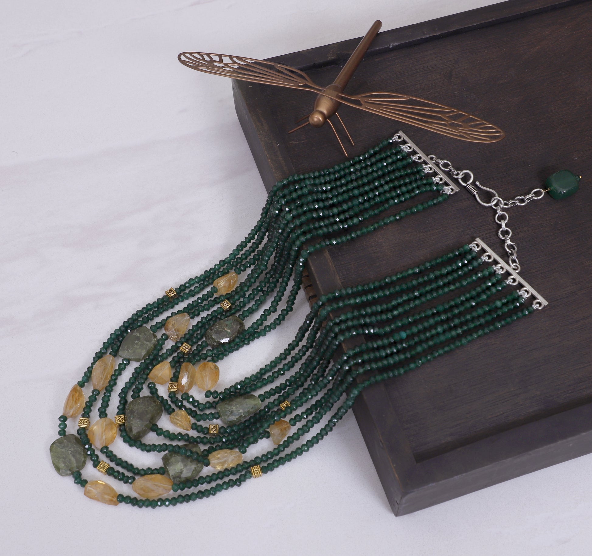 Green and Yellow Multilayer Necklace