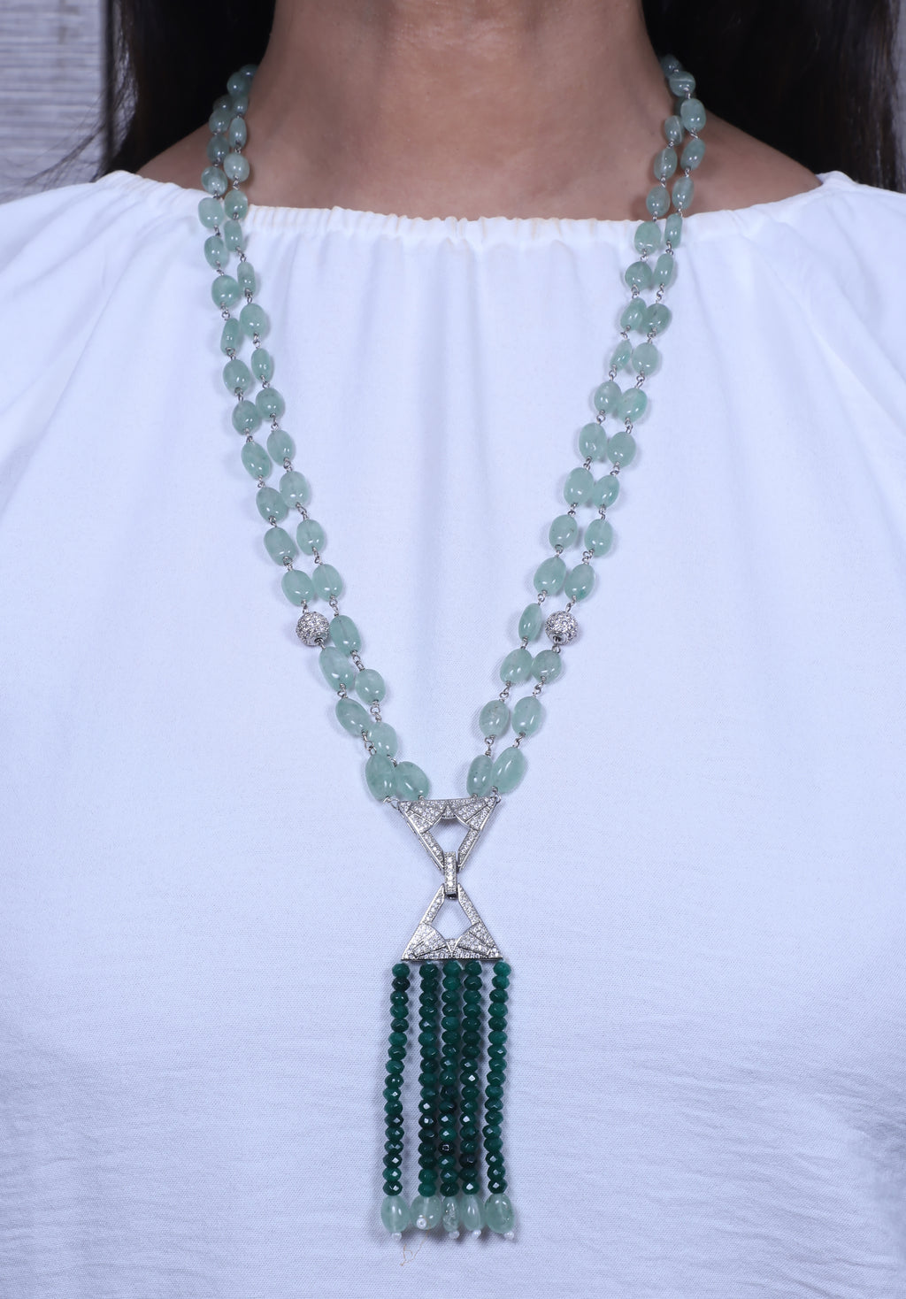 Mint Green American Diamond Necklace