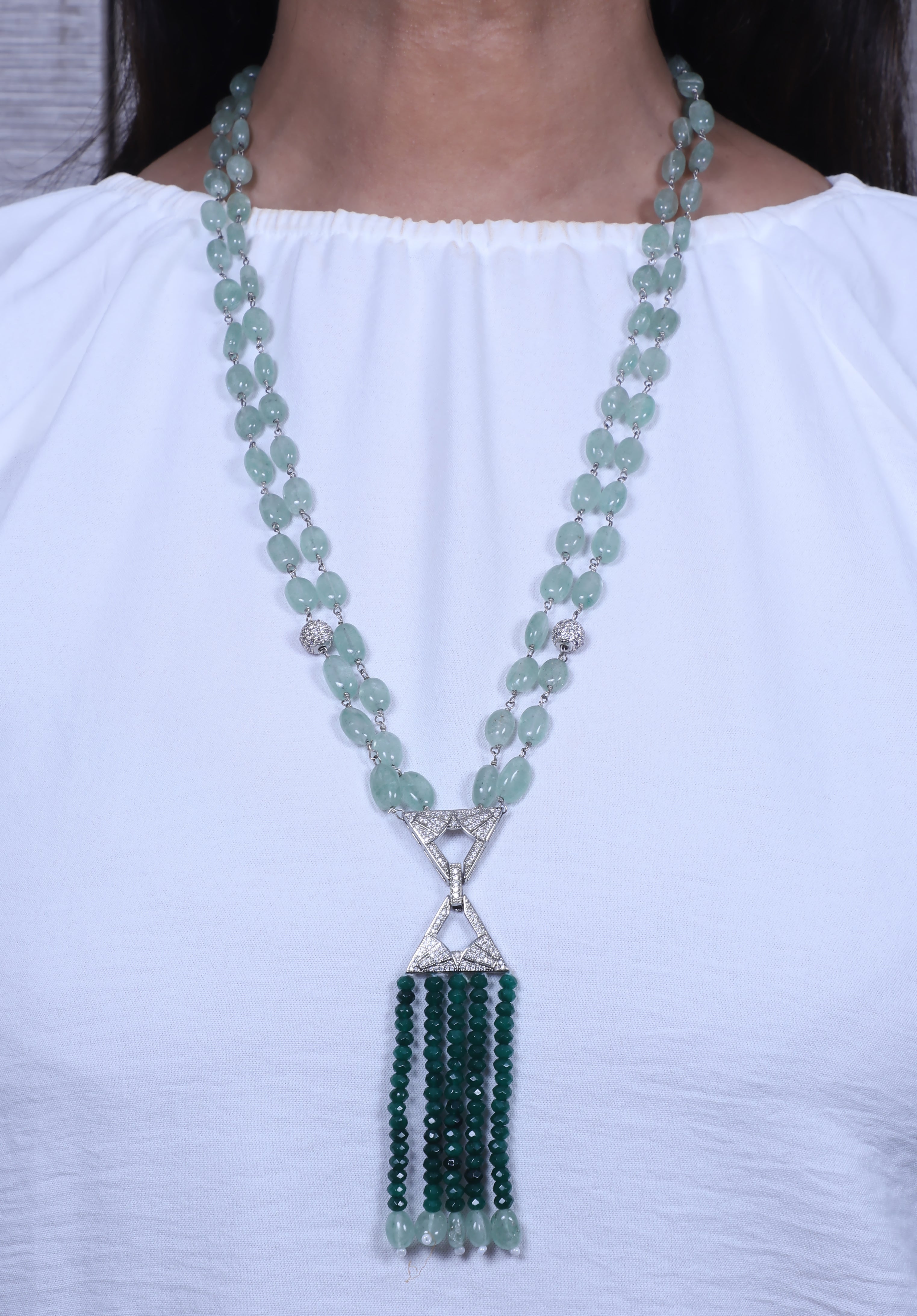 Mint Green American Diamond Necklace