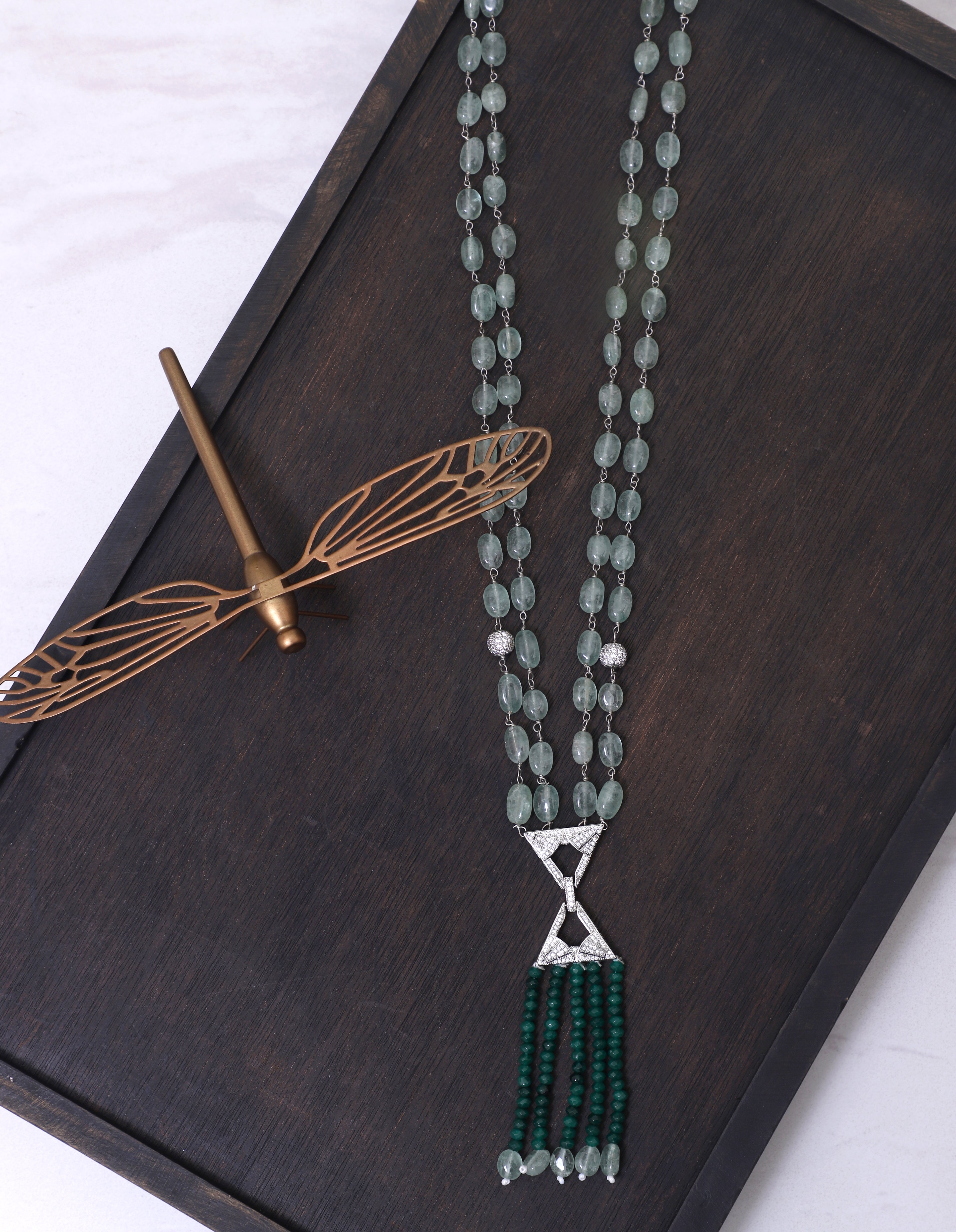 Mint Green American Diamond Necklace