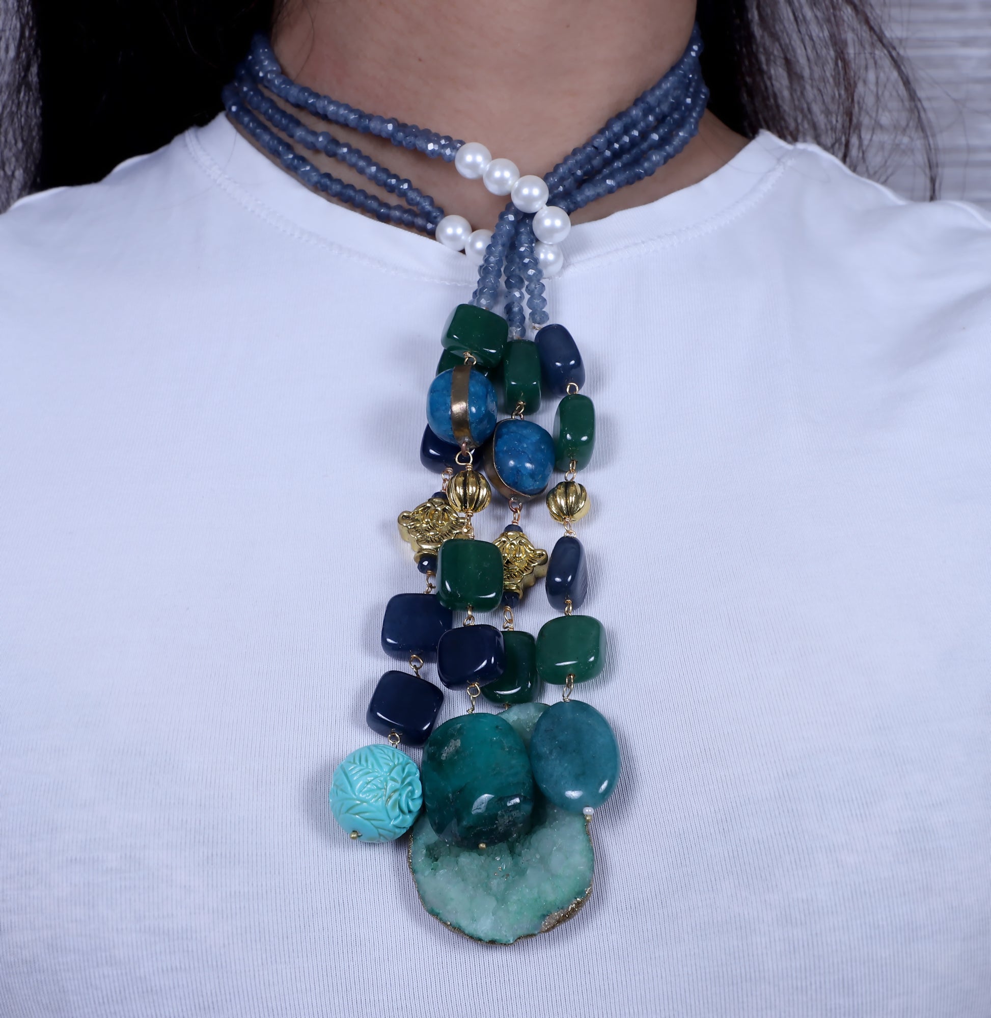Blue, Green and Turquoise Lariat
