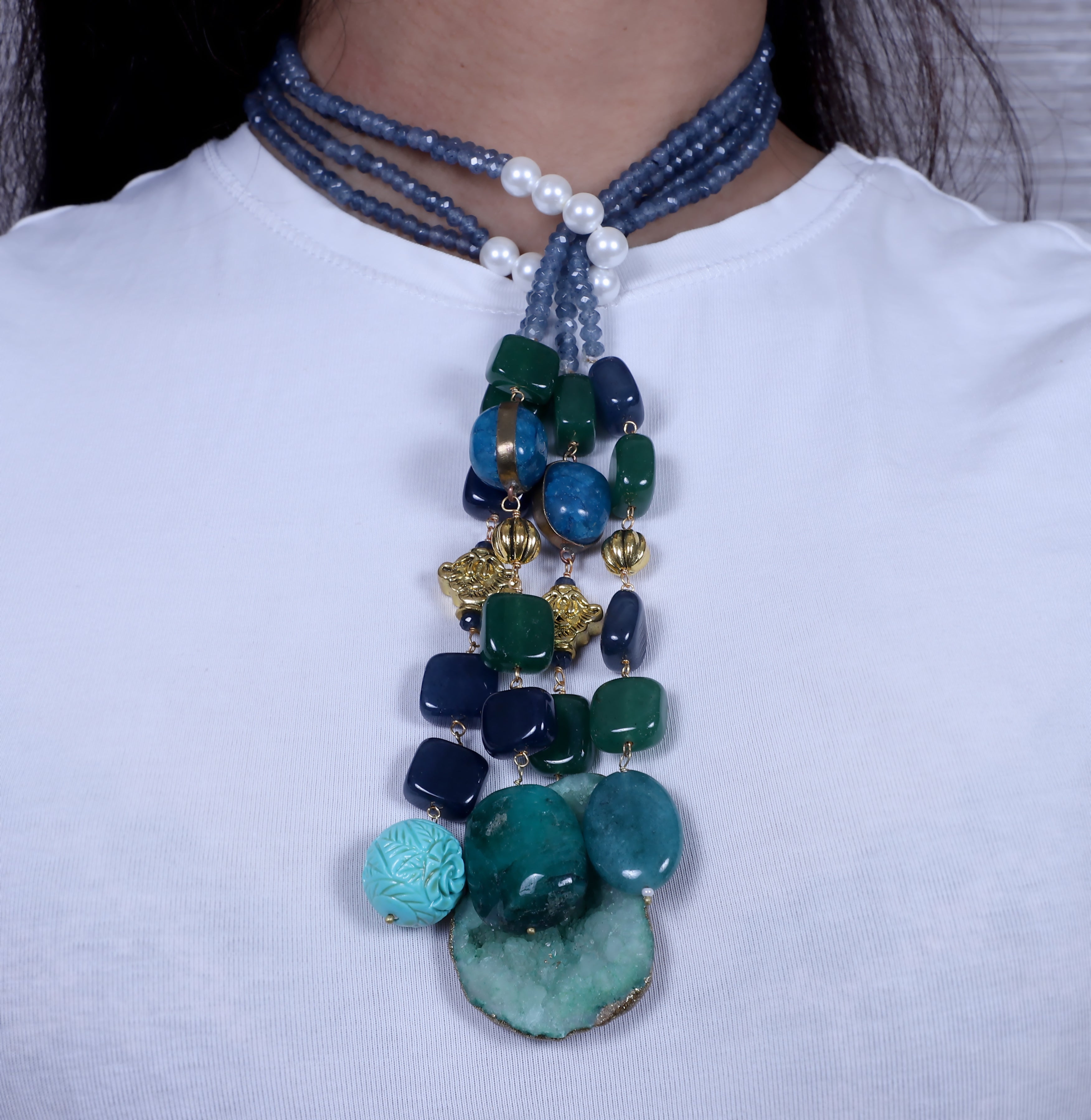 Blue, Green and Turquoise Lariat