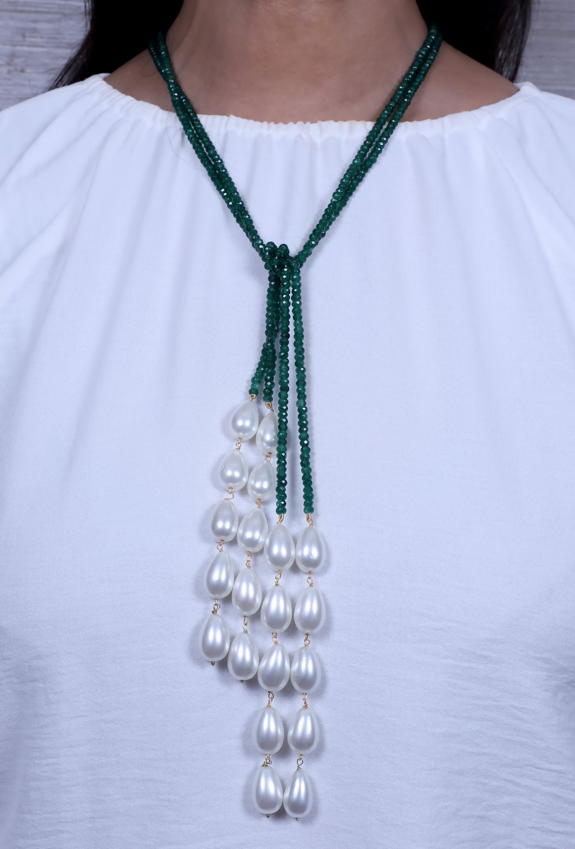 Dark Green Double Line Lariat