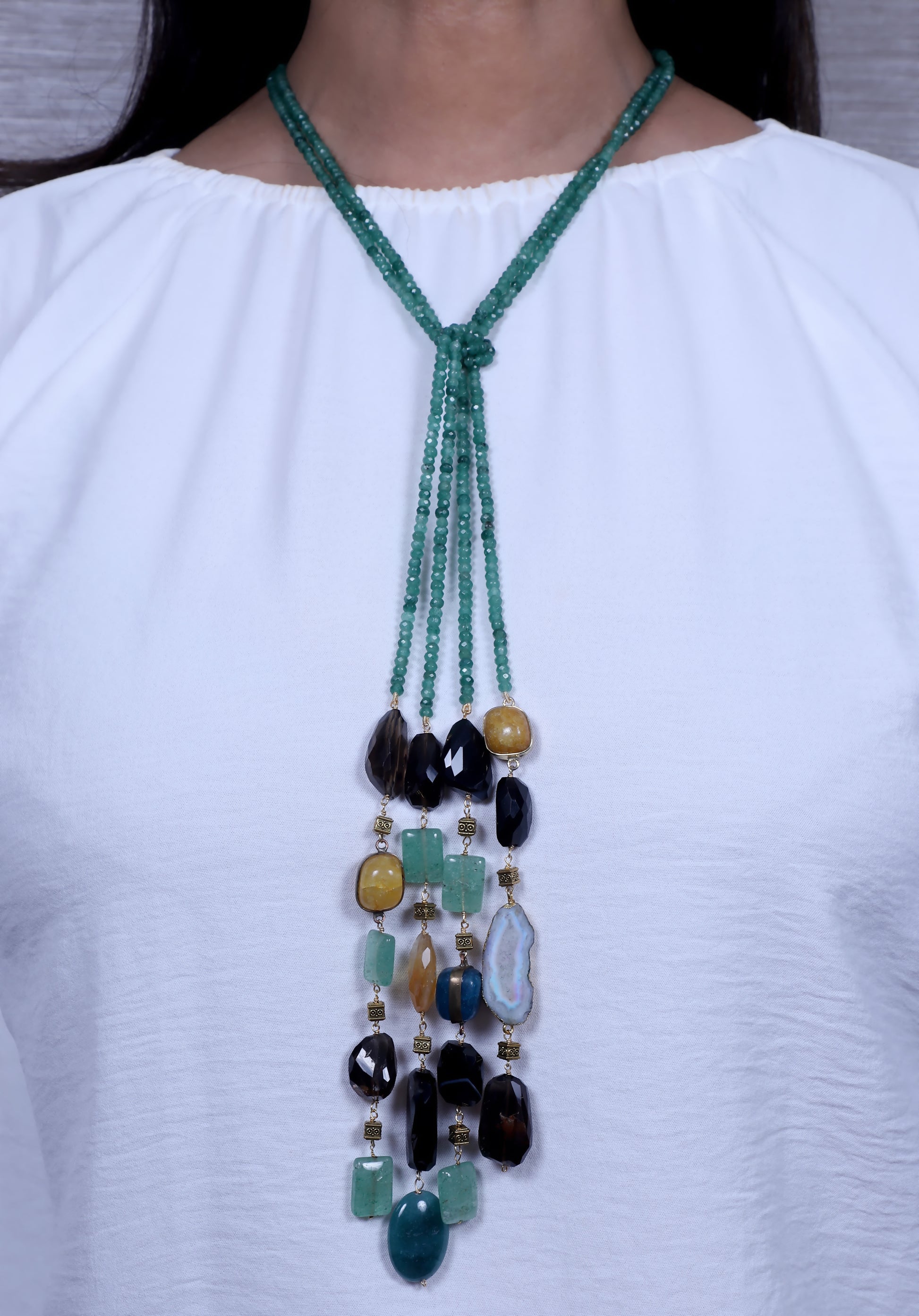 Fern Green and Black Double Line Lariat
