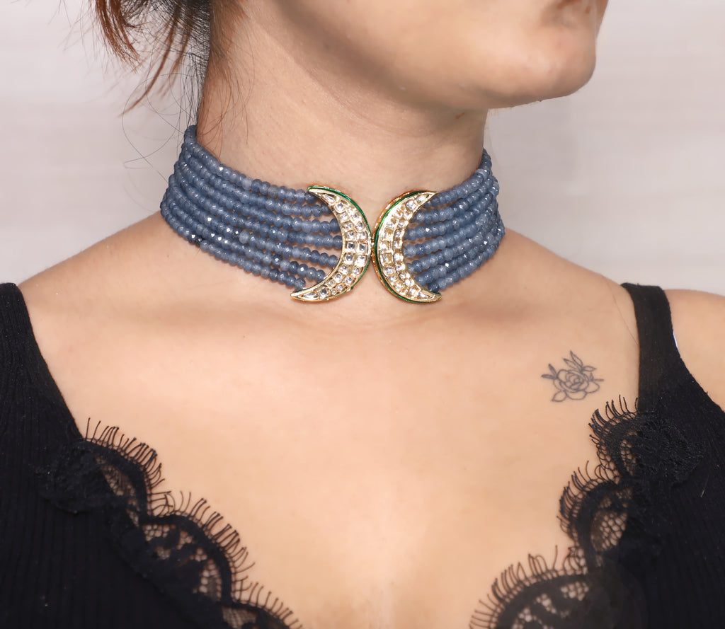 Blue/Red Chand Choker