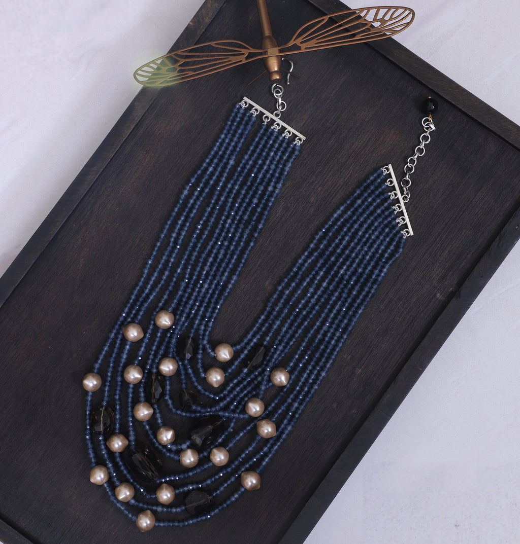 Blue Black Beige Multilayer Necklace