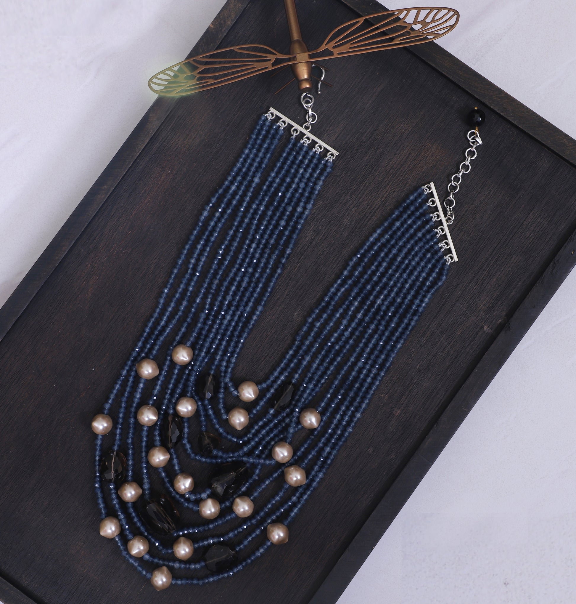 Blue Black Beige Multilayer Necklace