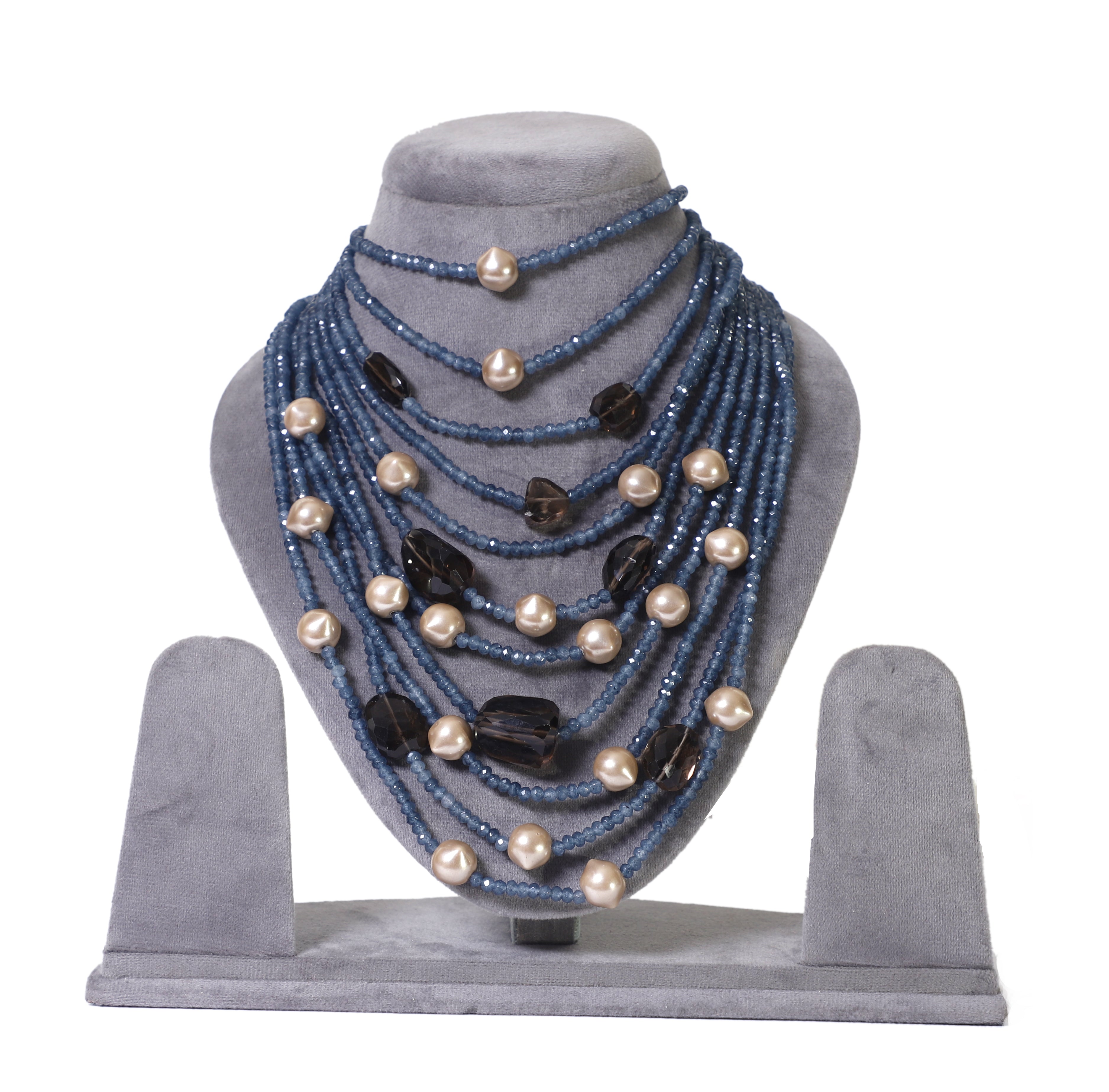 Blue Black Beige Multilayer Necklace
