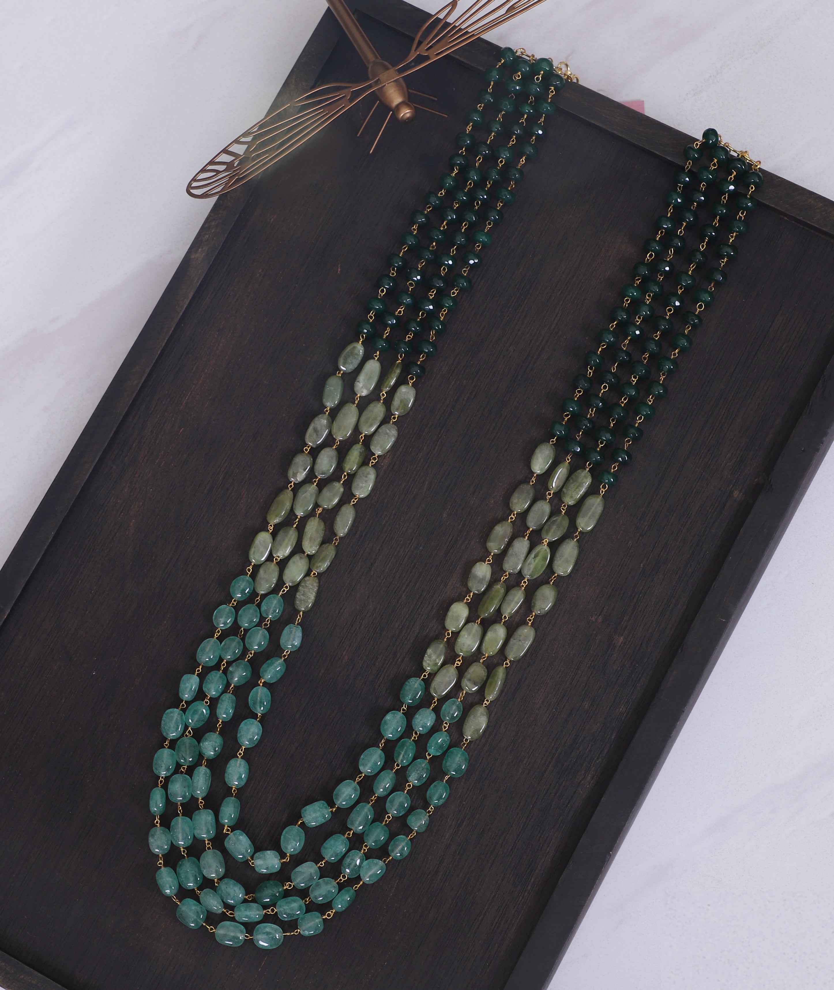 Colour Block Green 4 Line Necklace