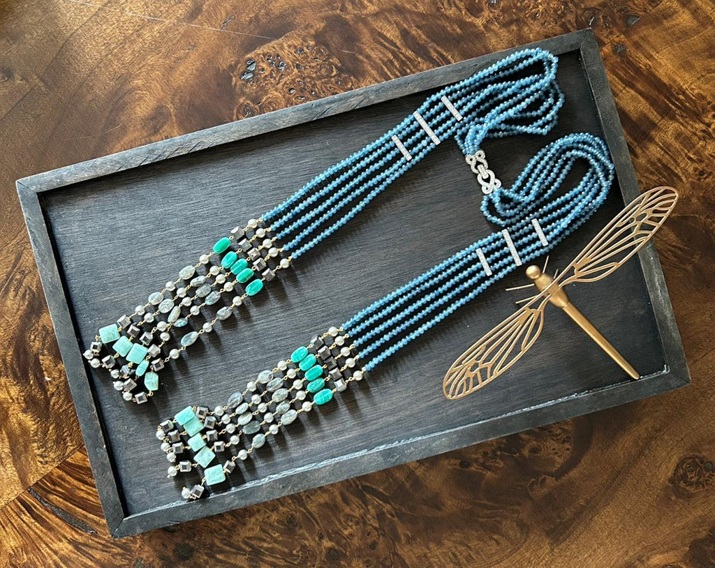 Blue Five Line Lariat