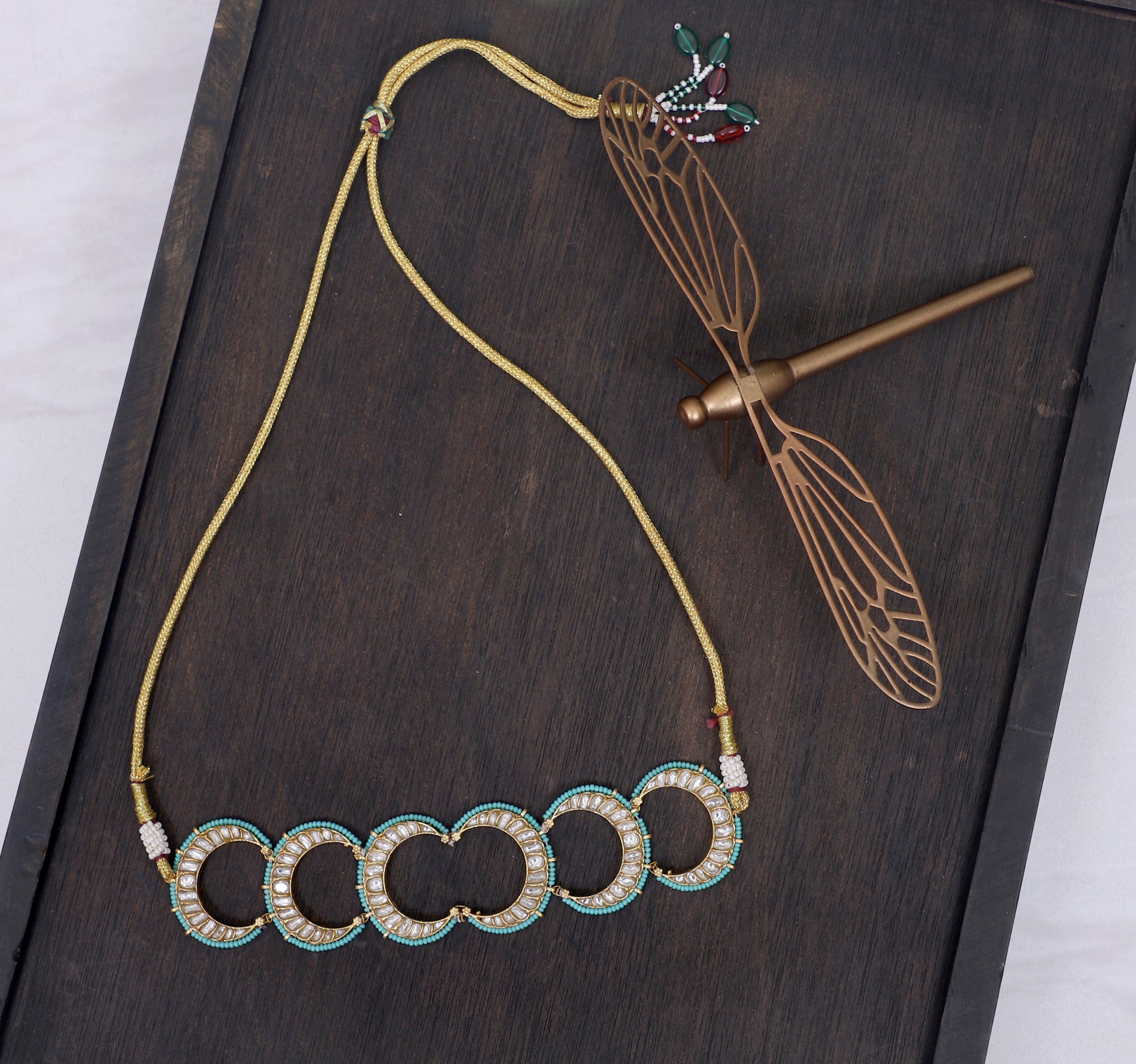 White/Turquoise Chand Polki Choker