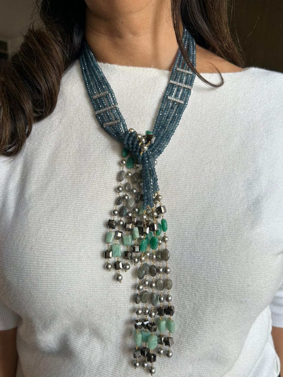 Blue Five Line Lariat