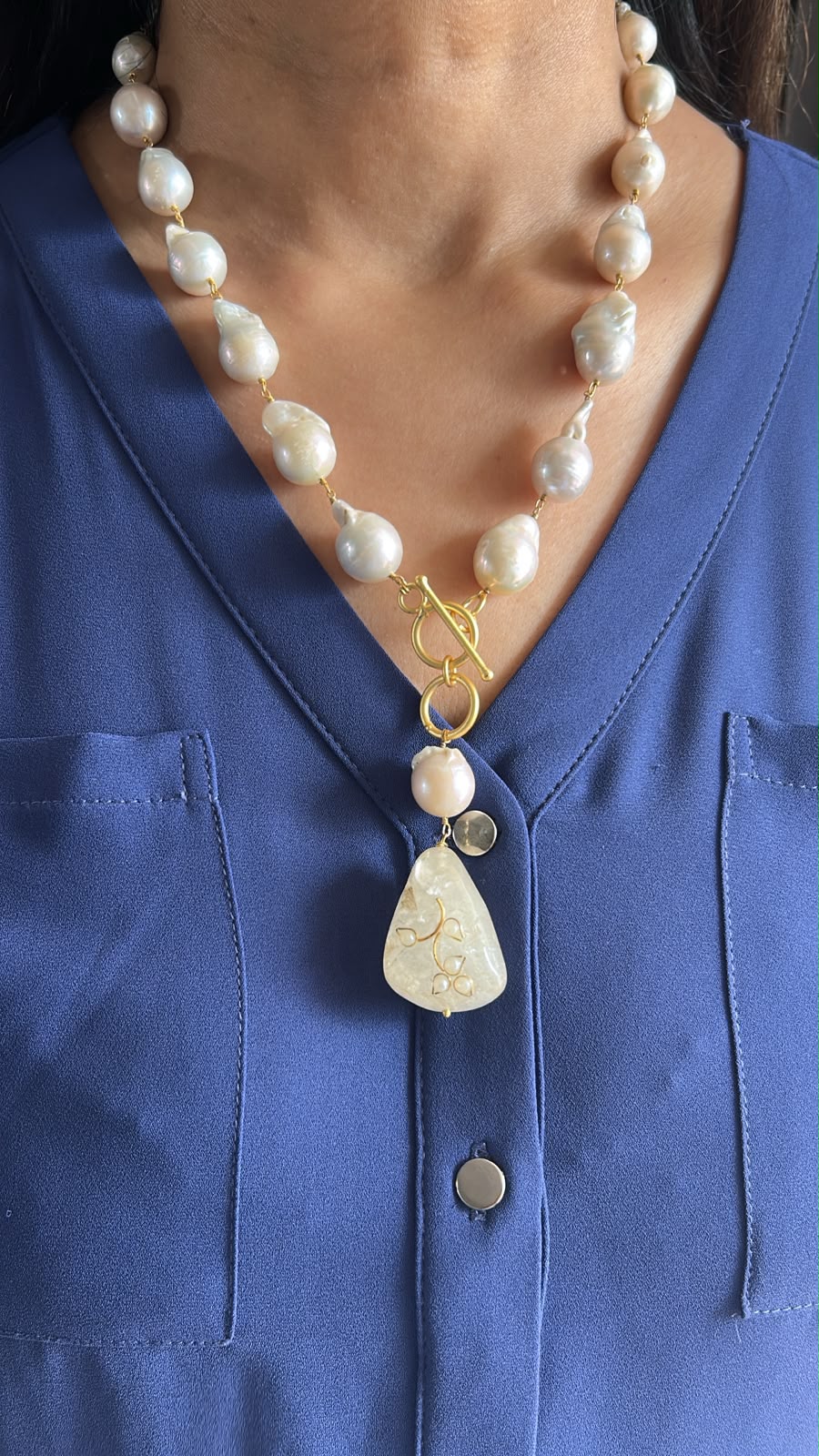 Pearl and Quartz Multilayer Necklace