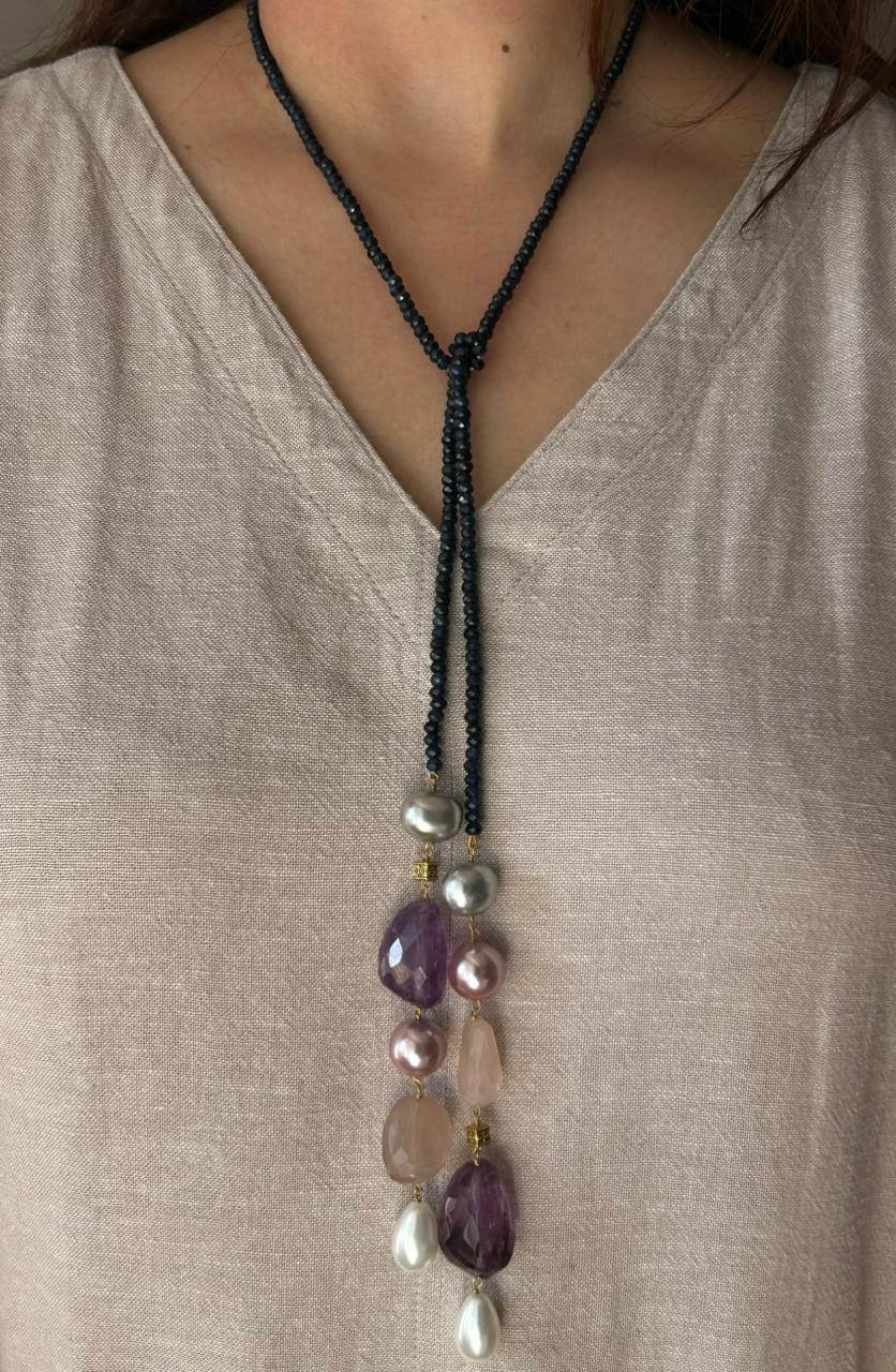 Dark Blue Single Line Lariat