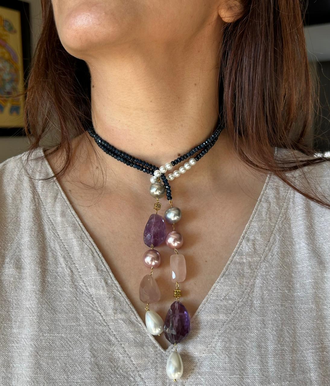 Dark Blue Single Line Lariat