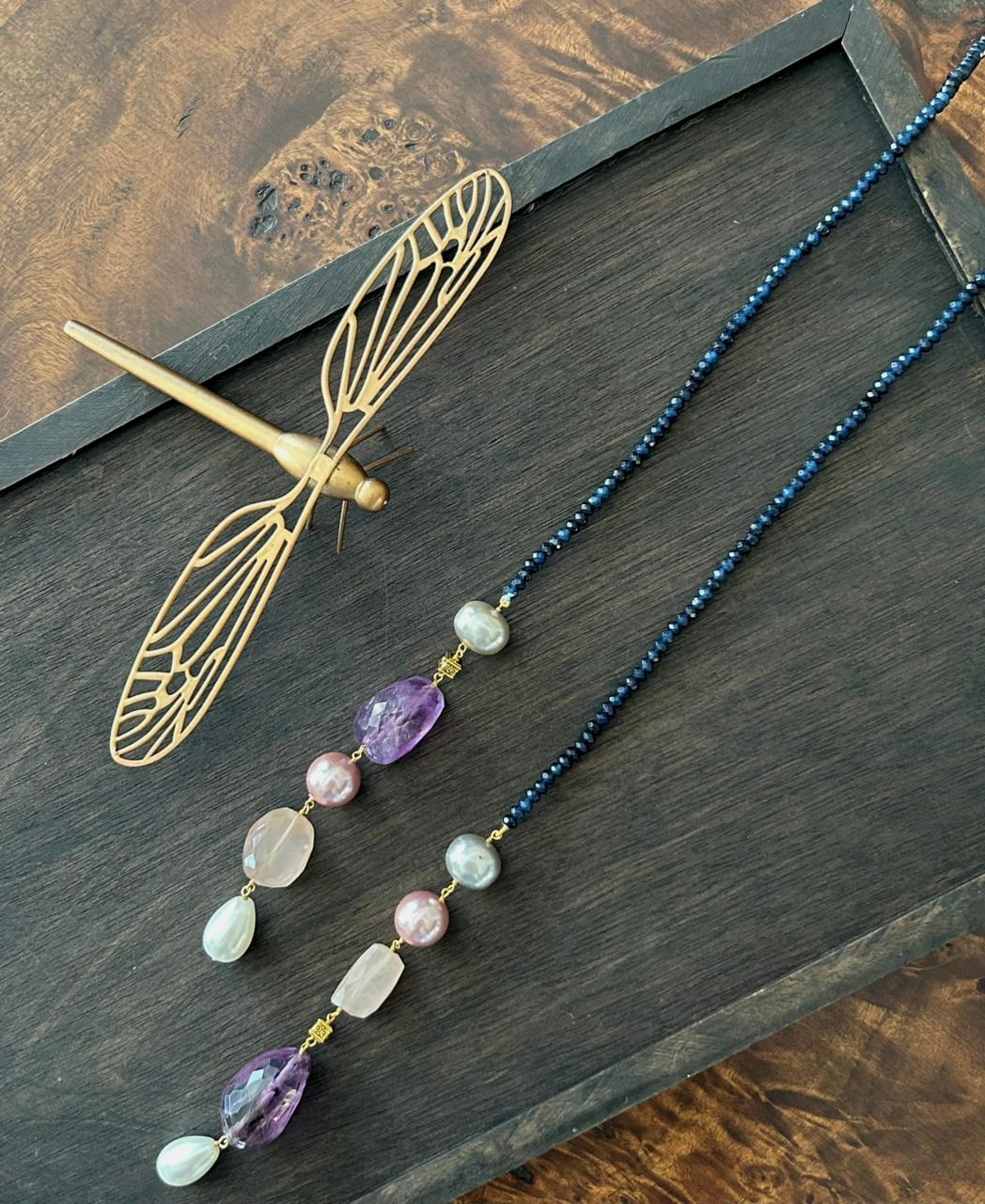 Dark Blue Single Line Lariat