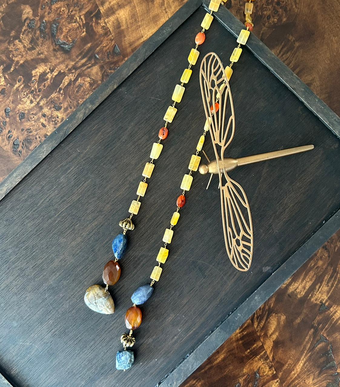 Carnelian & Lapis Lariat