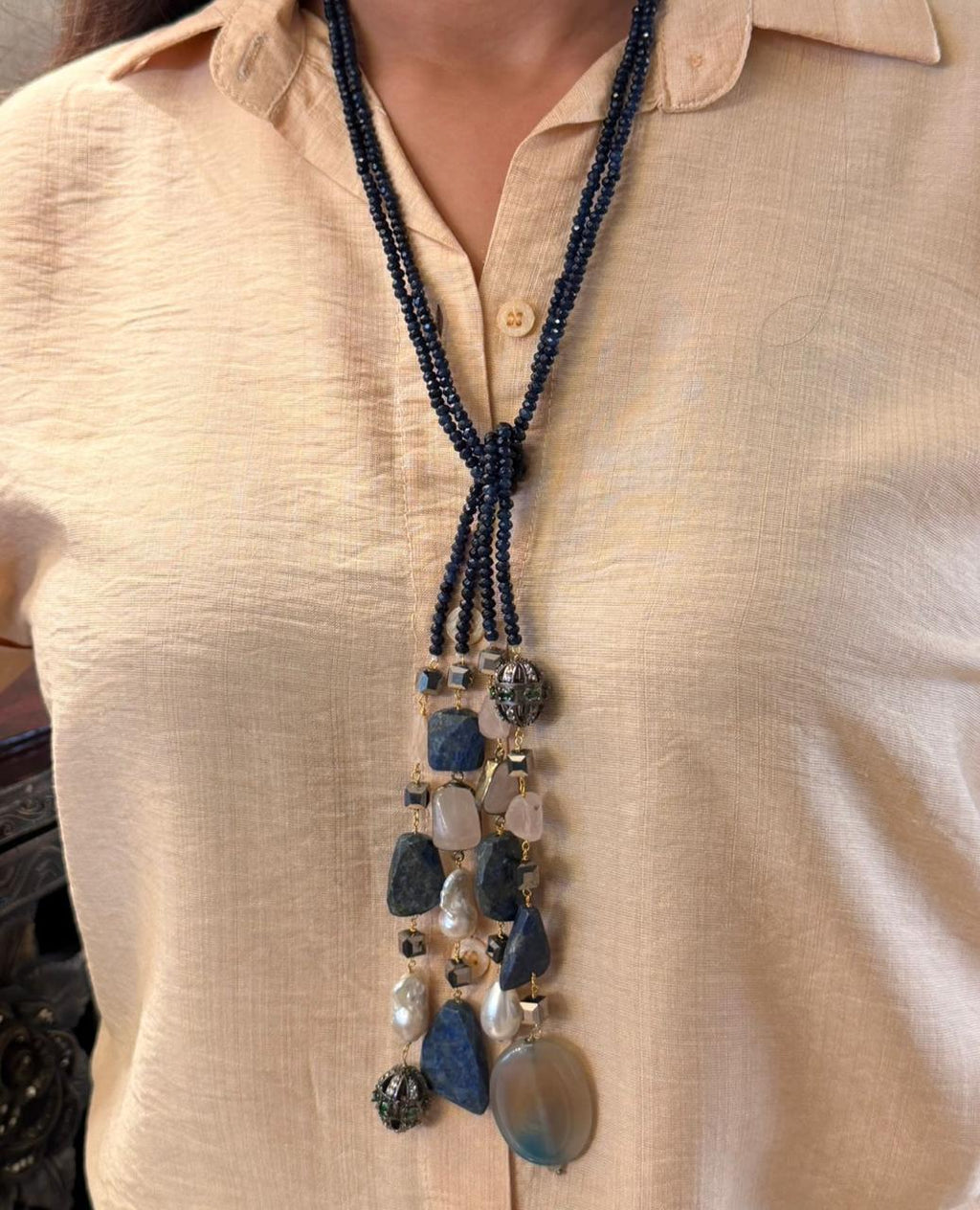 Lapis Blush Lariat
