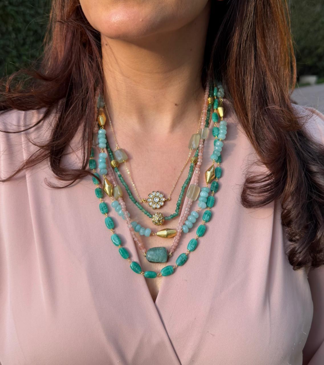 Mint Blossom Multilayer Necklace
