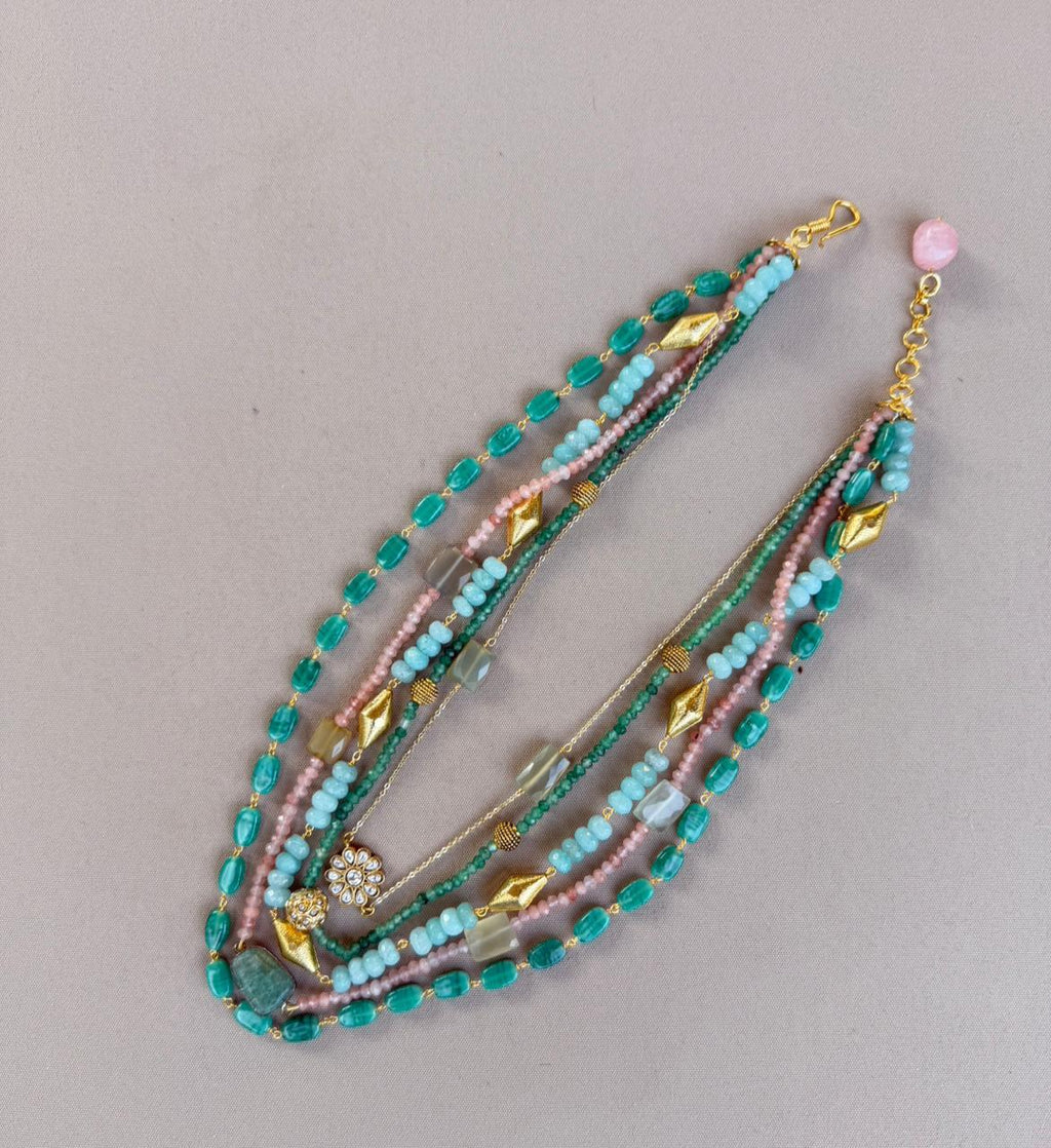 Mint Blossom Multilayer Necklace