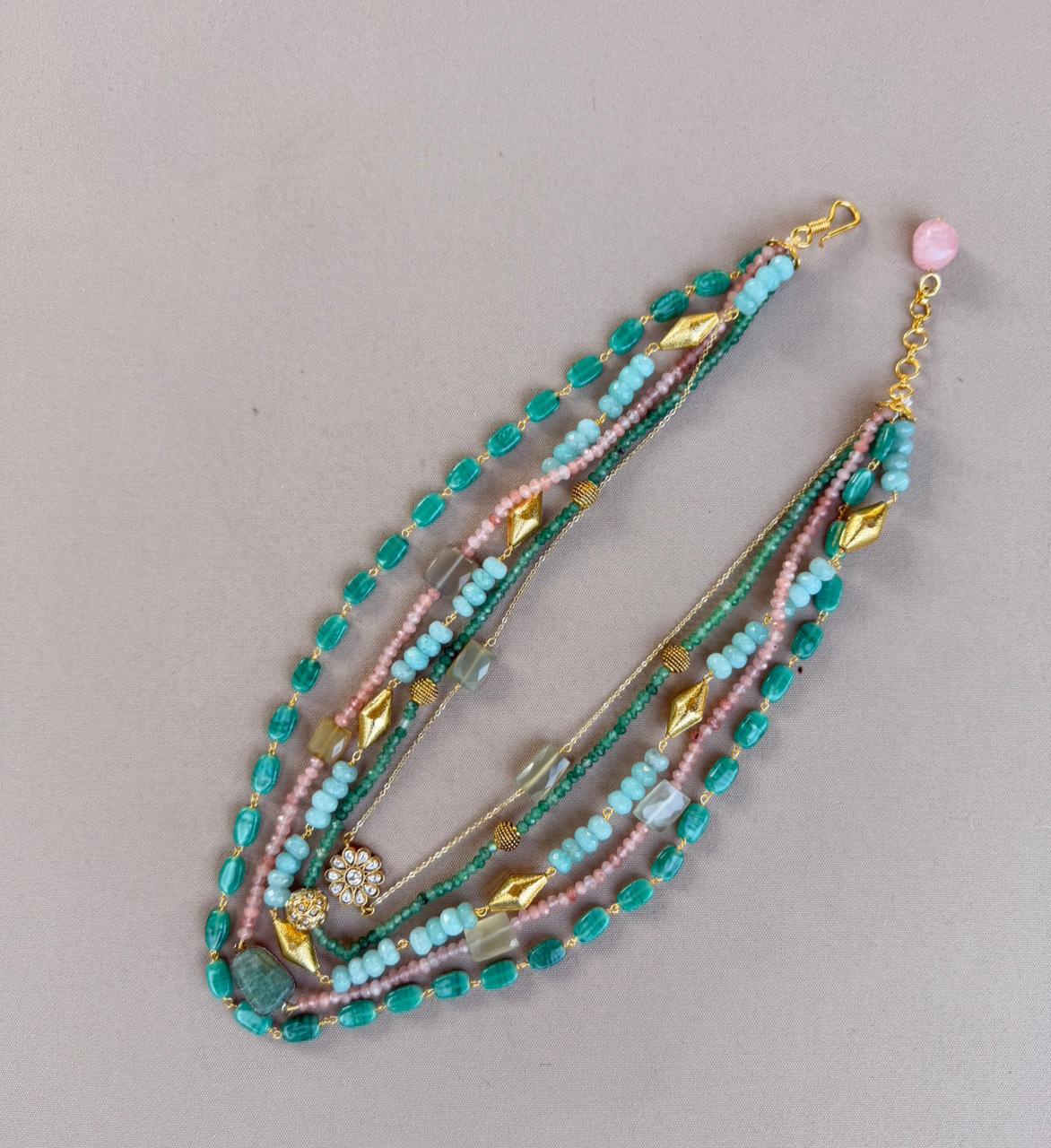 Mint Blossom Multilayer Necklace