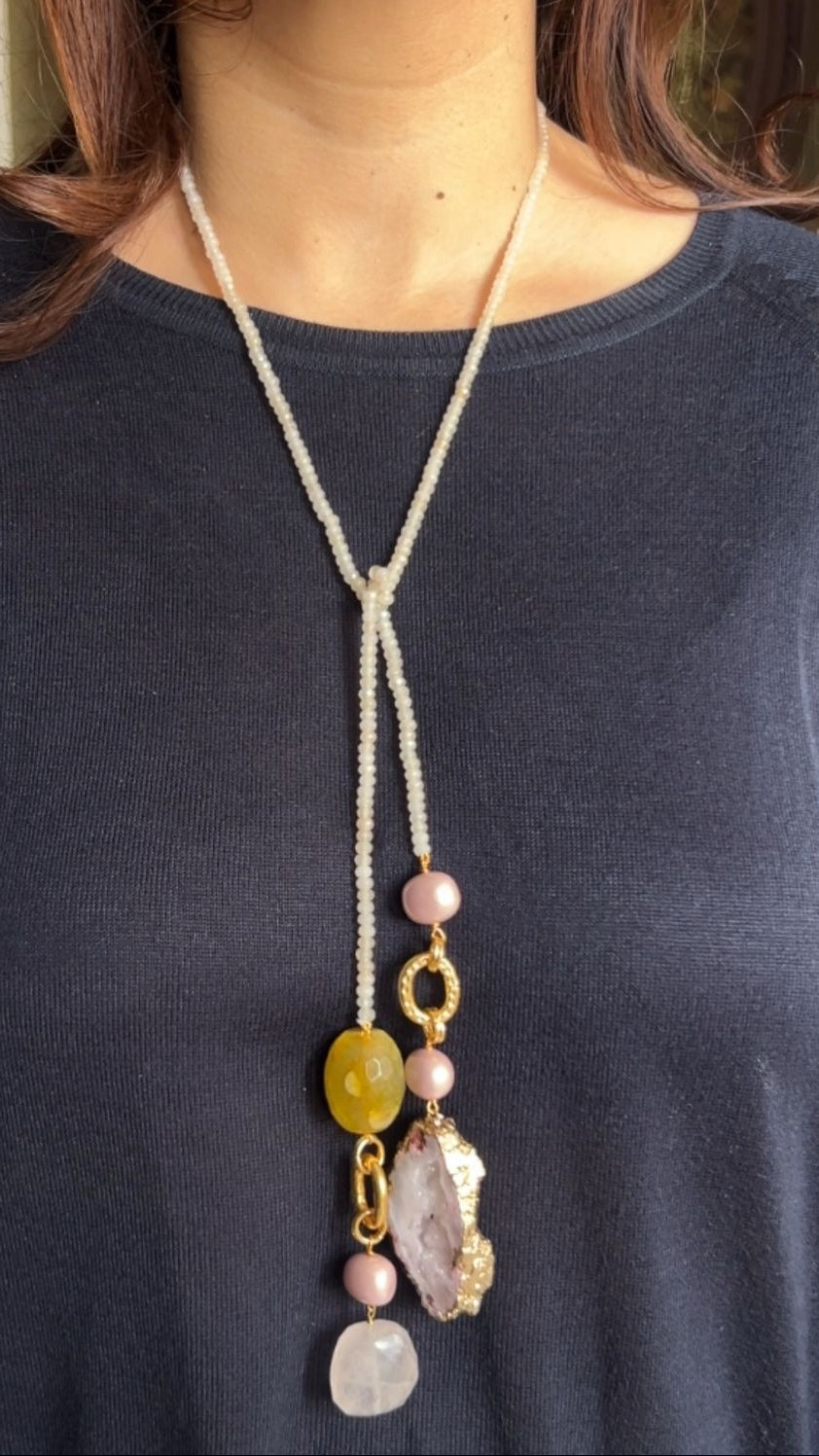 Pearl and Druzy Lariat