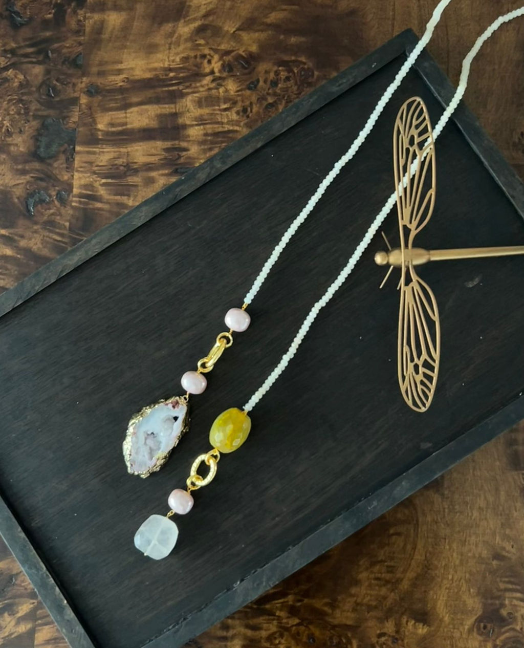 Pearl and Druzy Lariat