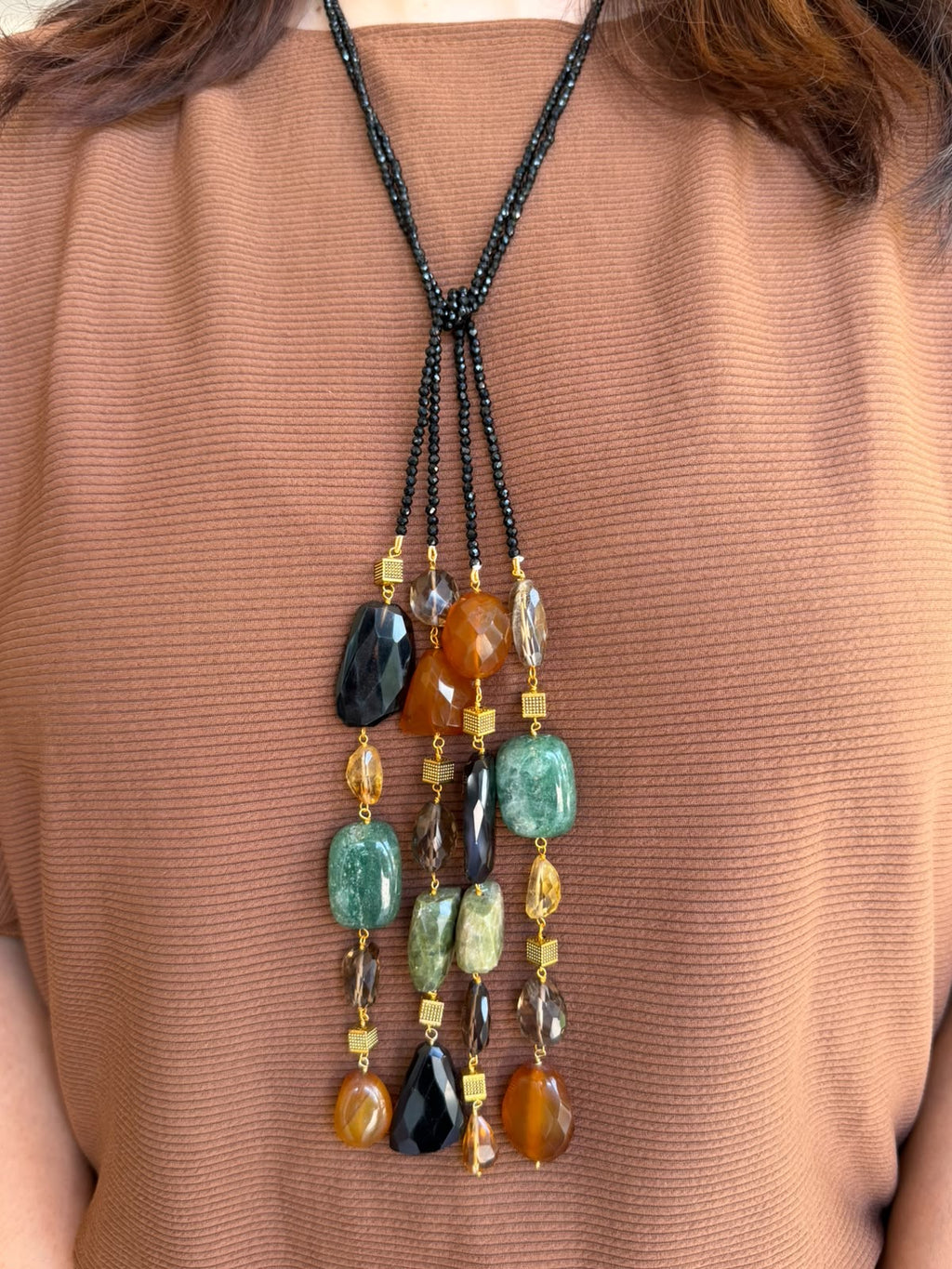 The Sable Lariat worn